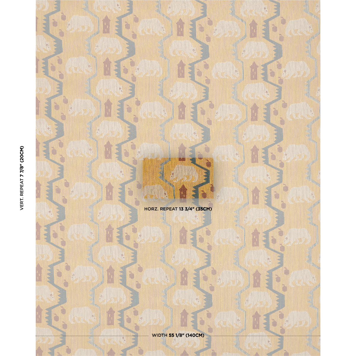 Bear Brigade - Ochre - Schumacher 84980 Fabric - Schumacher Fabric