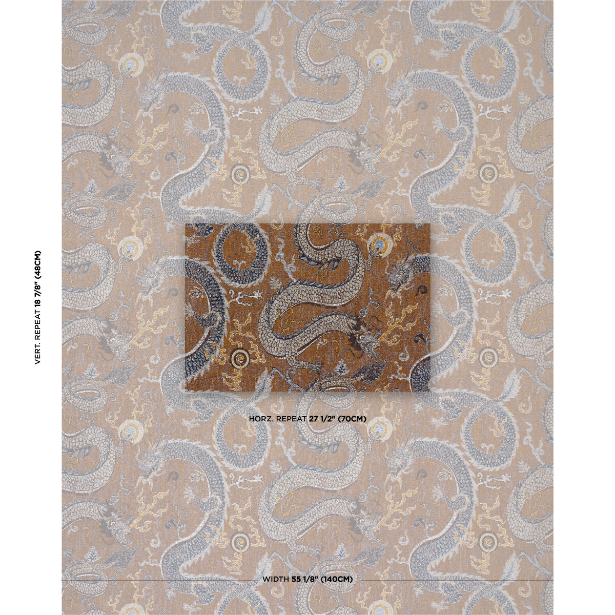 SERPENTINE-DRAGON-BROWN-BLUE-SCHUMACHER-85091 - Schumacher Fabric