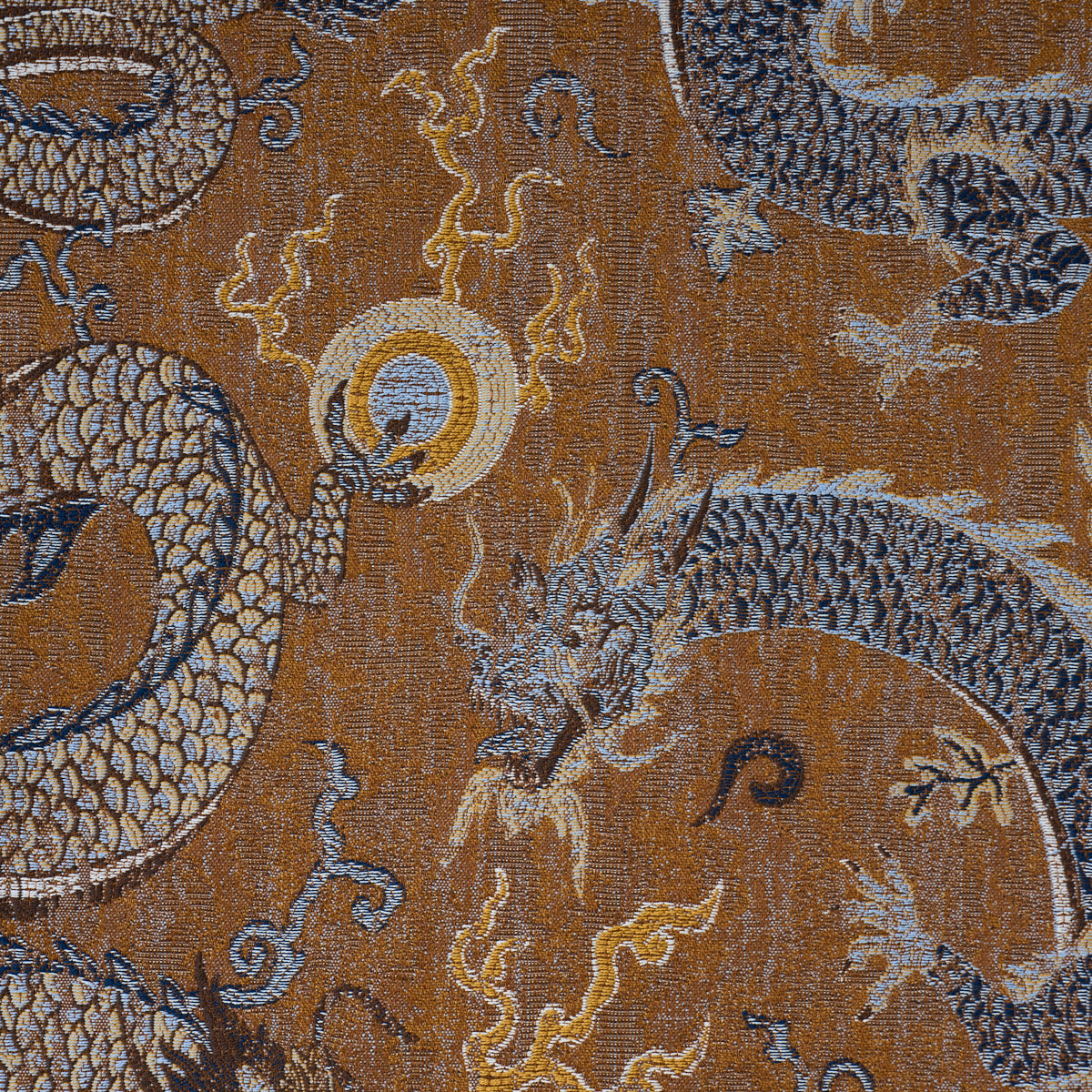 SERPENTINE-DRAGON-BROWN-BLUE-SCHUMACHER-85091 - Schumacher Fabric