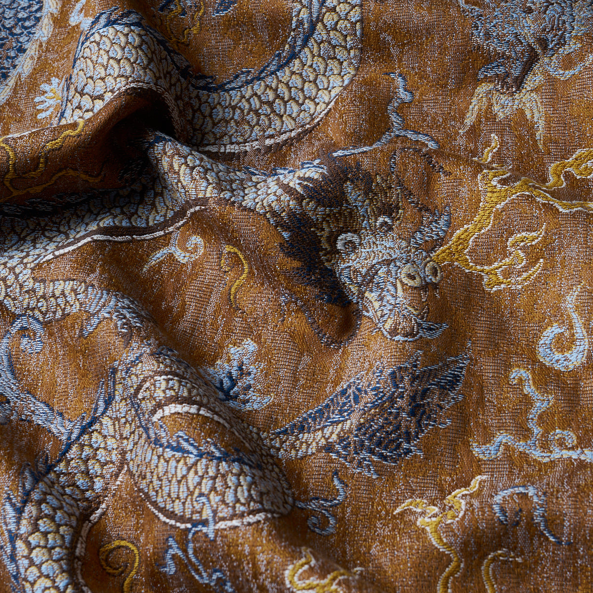 SERPENTINE-DRAGON-BROWN-BLUE-SCHUMACHER-85091 - Schumacher Fabric