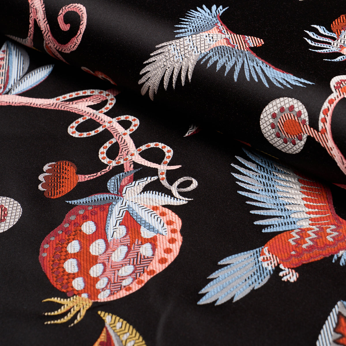 Birds Of Paradise Woven - Noir - Schumacher 85110 Fabric - Schumacher Fabric