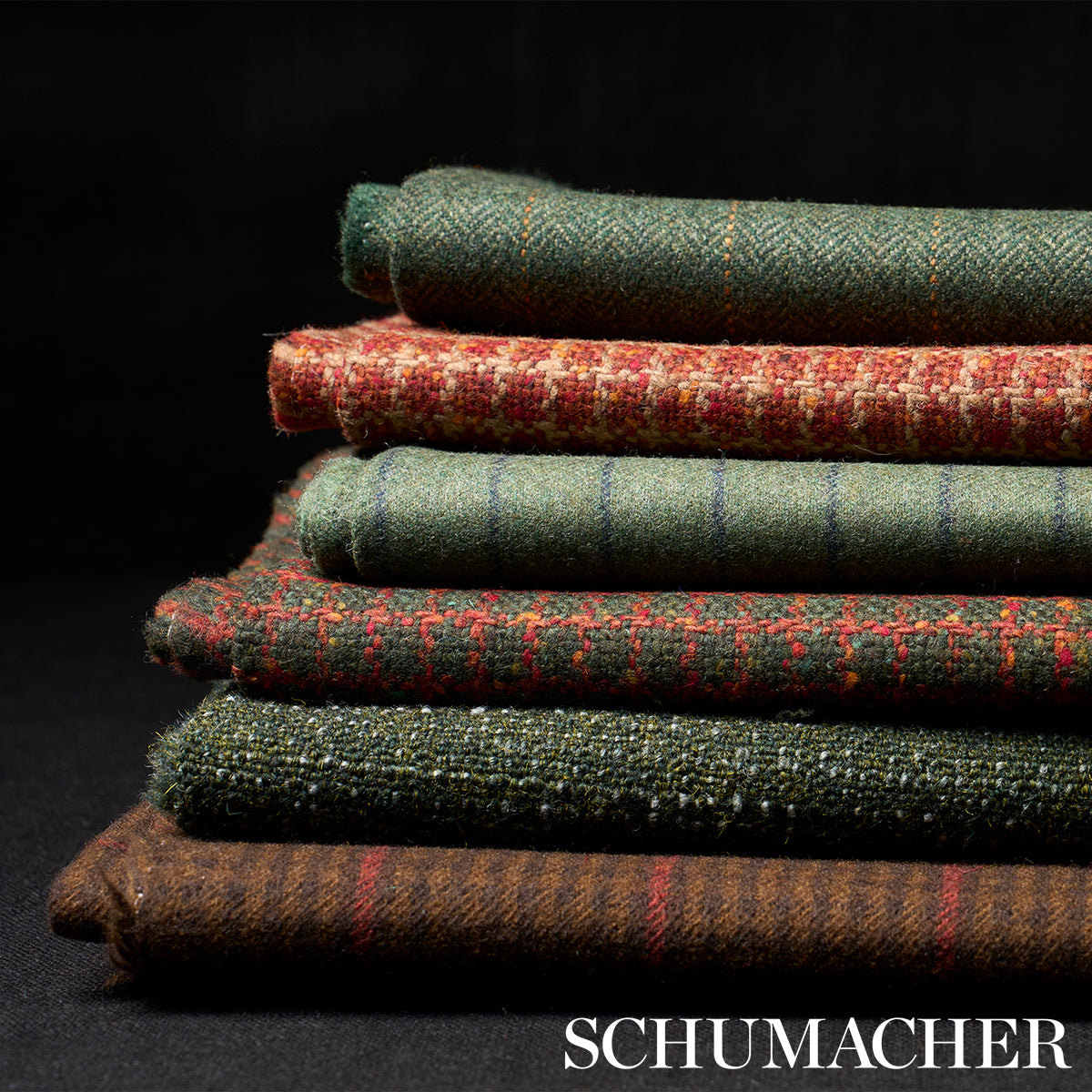 THOMPSON-MERINO-WINDOWPANE-HUNTER-GREEN-SCHUMACHER-85290 - Schumacher Fabric