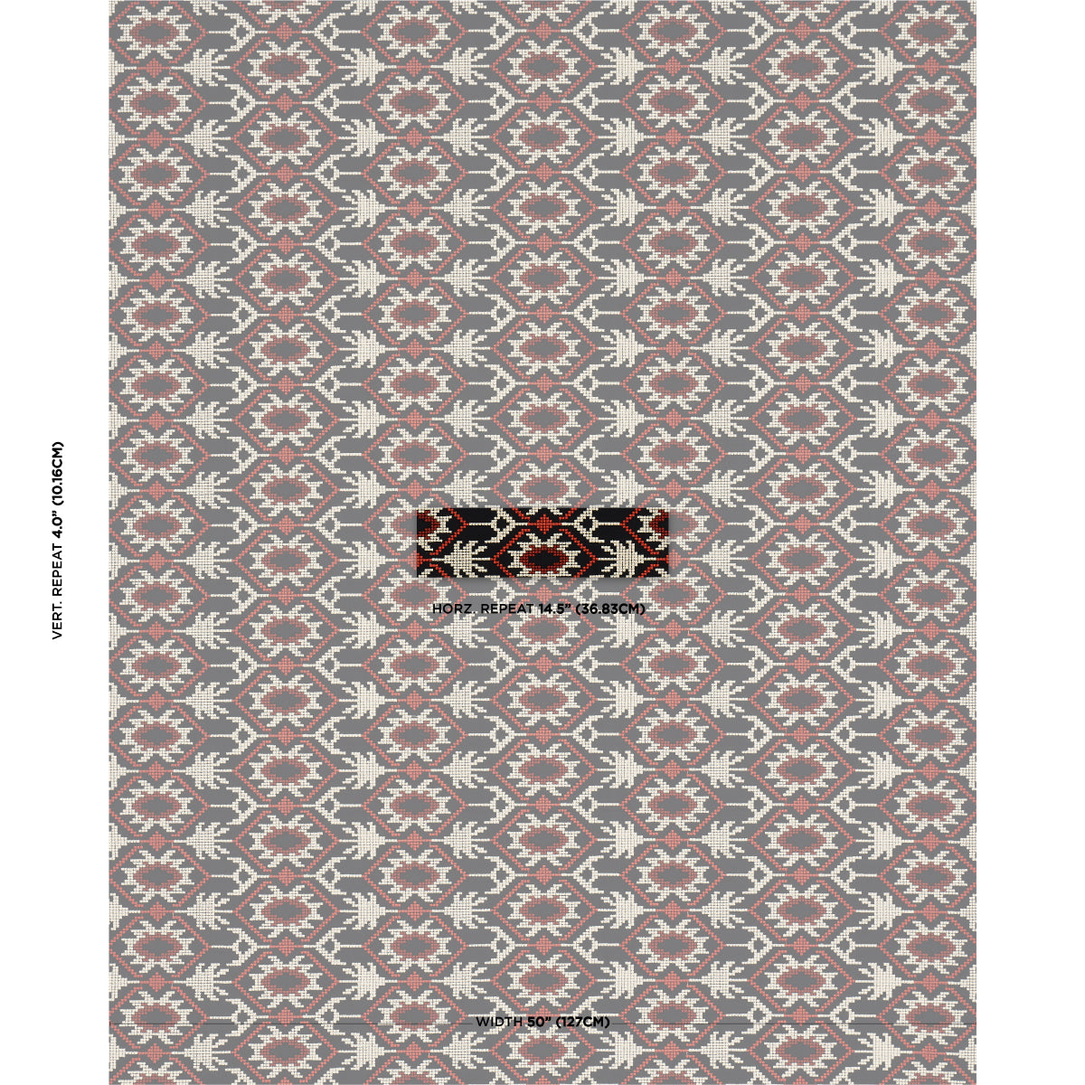 ANDEAN-TRIBUTE-EMBROIDERY-RUBY-MIDNIGHT-SHADOWS-SCHUMACHER-85410 - Schumacher Fabric