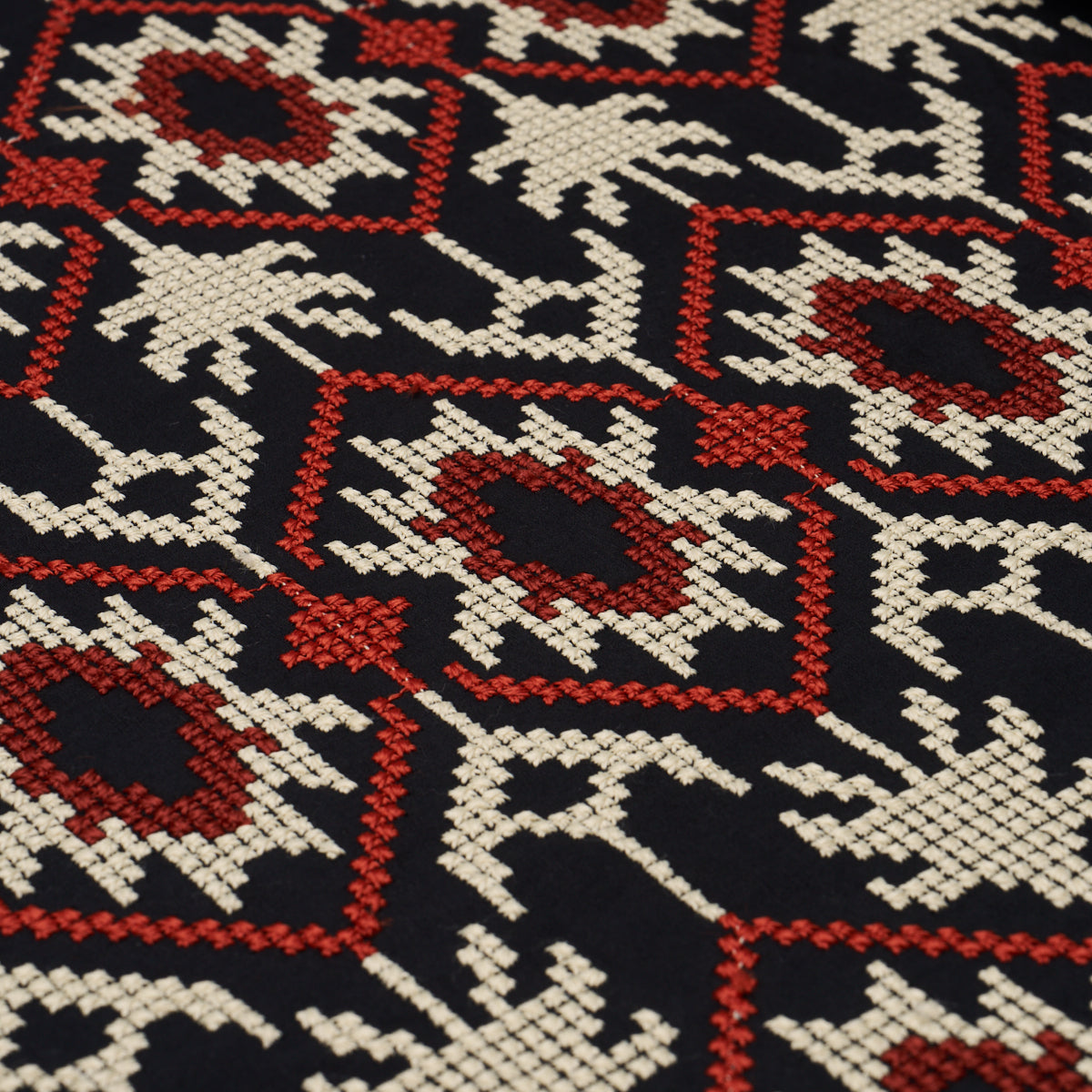 ANDEAN-TRIBUTE-EMBROIDERY-RUBY-MIDNIGHT-SHADOWS-SCHUMACHER-85410 - Schumacher Fabric