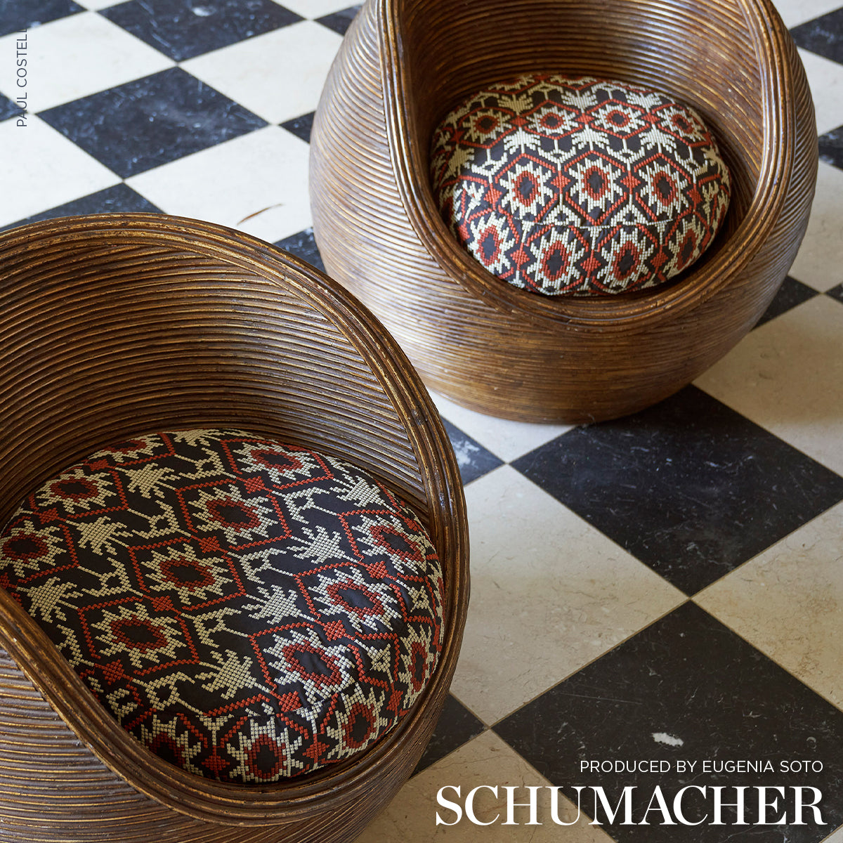 ANDEAN-TRIBUTE-EMBROIDERY-RUBY-MIDNIGHT-SHADOWS-SCHUMACHER-85410 - Schumacher Fabric