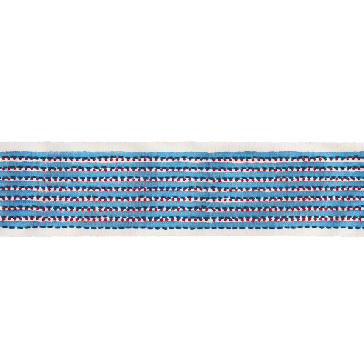 STRIPE-DOT-HAND-BLOCK-TRIM-BLUE-SCHUMACHER-85421 - Schumacher Trim