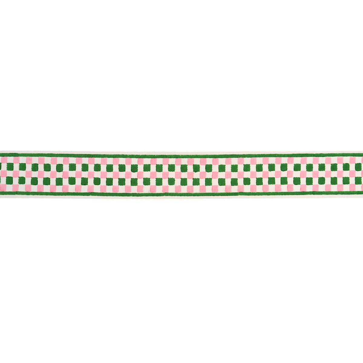 CHEQUER-HAND-BLOCK-TRIM-GREEN-SCHUMACHER-85450 - Schumacher Trim