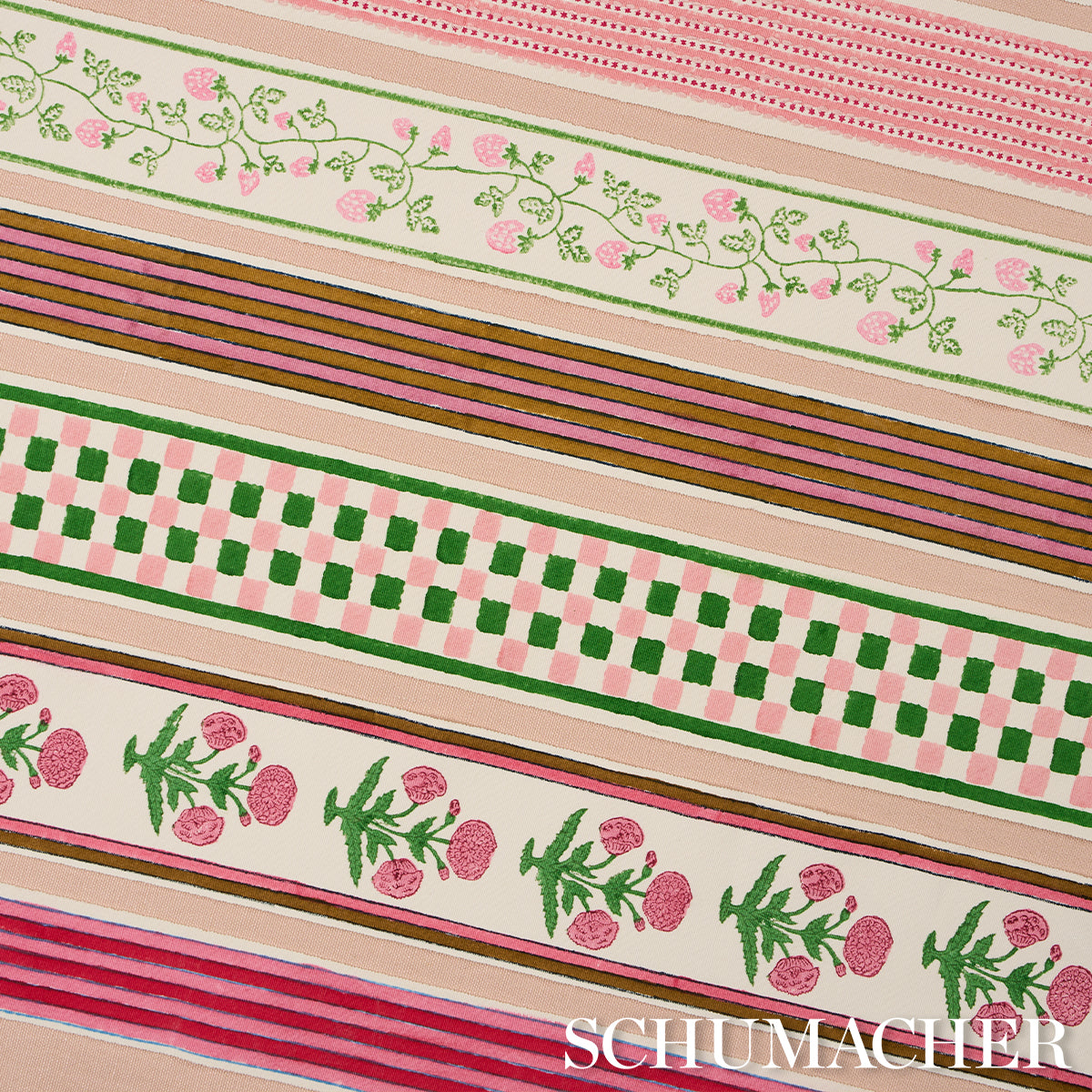 CHEQUER-HAND-BLOCK-TRIM-GREEN-SCHUMACHER-85450 - Schumacher Trim