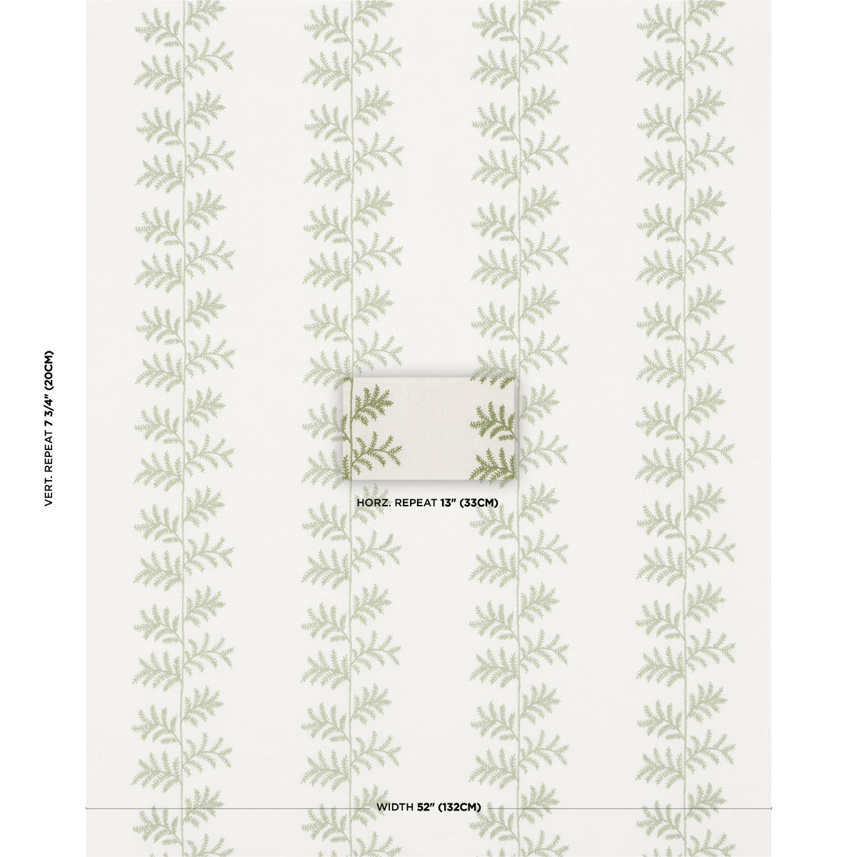 Eloise Embroidery - Sage - Schumacher 85630 Fabric - Schumacher Fabric