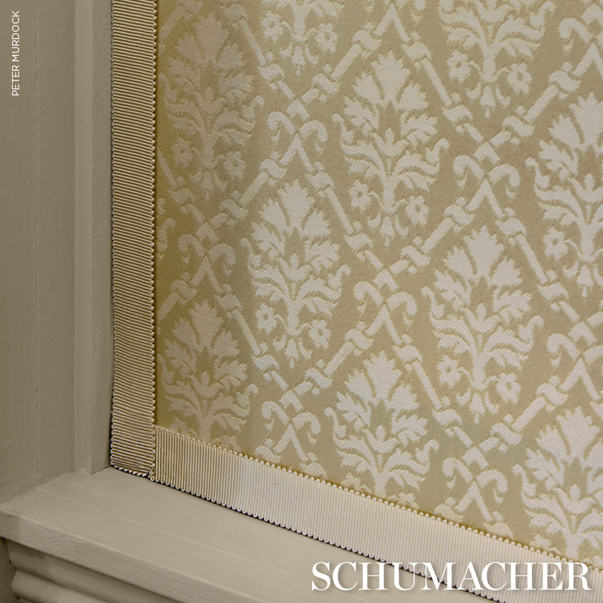 Grant Damask - Ivory - Schumacher 85723 Fabric - Schumacher Fabric