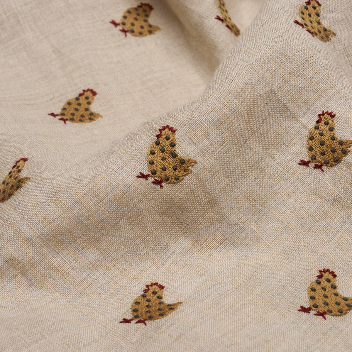 BETSYS-CHICKEN-EMBROIDERY-NATURAL-SCHUMACHER-85950 - Schumacher Fabric