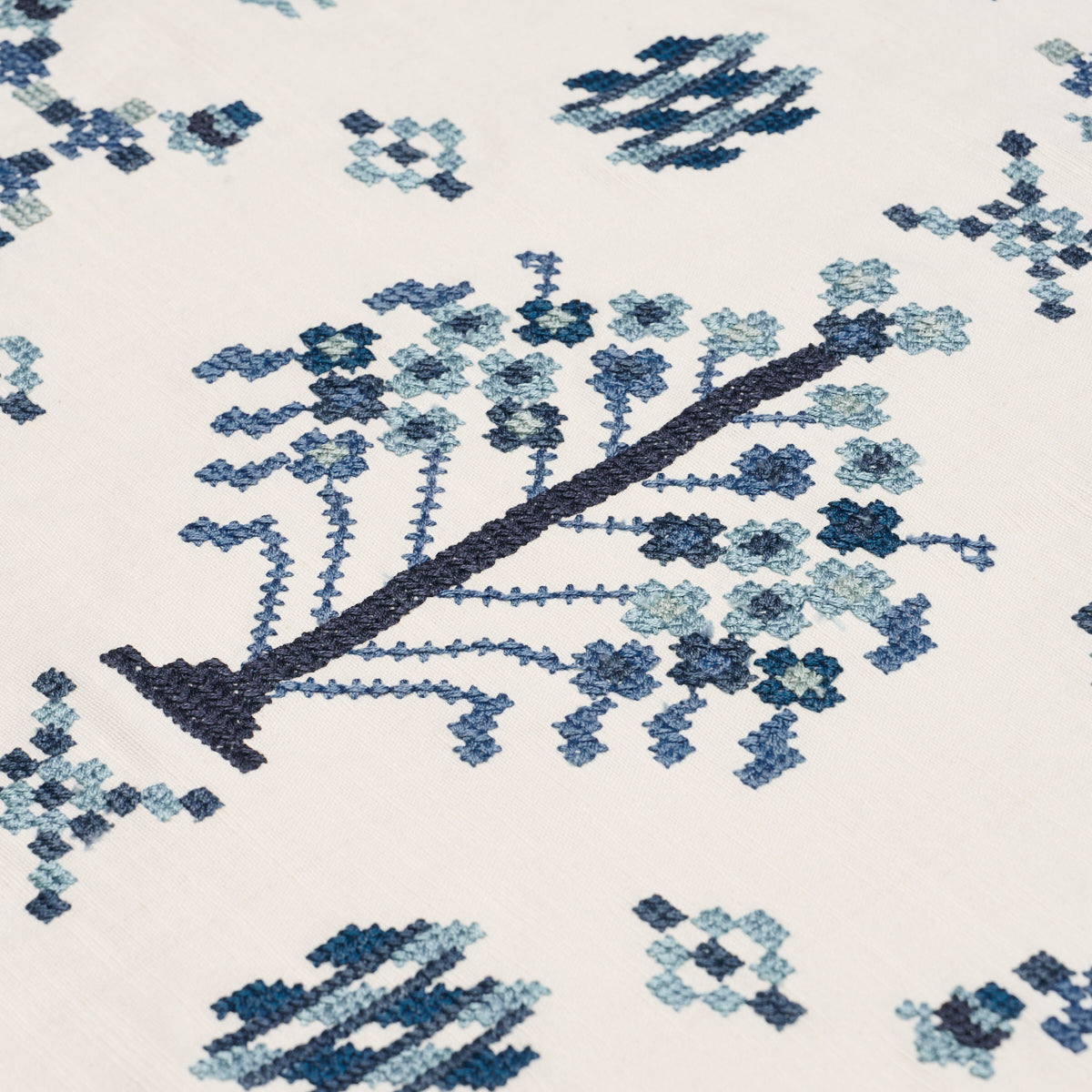 FAIRVIEW-CROSS-STITCH-EMBROIDERY-INDIGO-SCHUMACHER-85981 - Schumacher Fabric