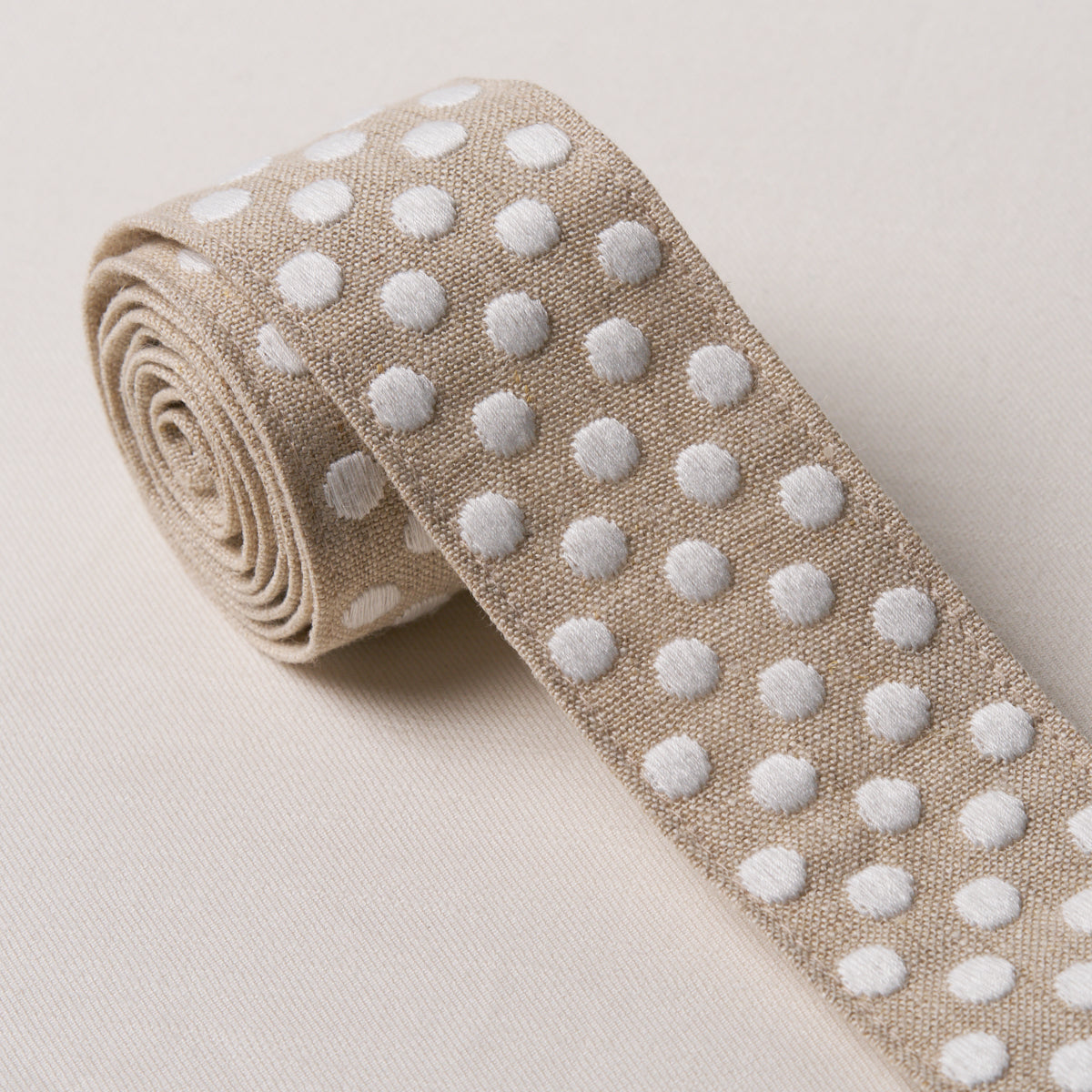 Dotted Embroidered Tape - Natural - Schumacher 86290 Trim - Schumacher Trim
