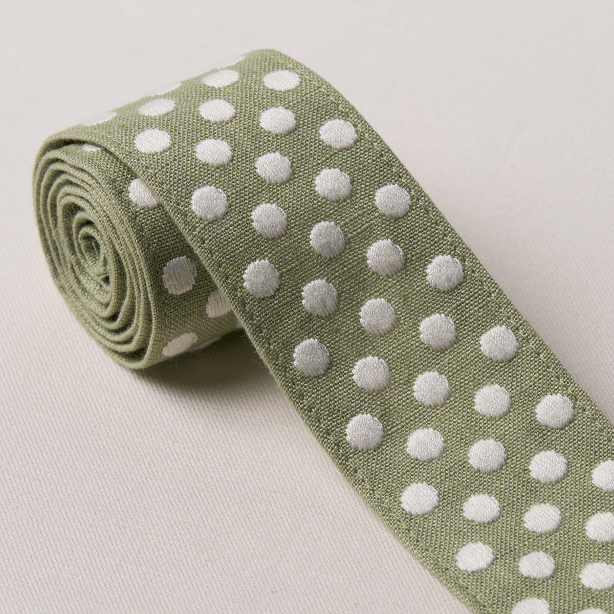Dotted Embroidered Tape - Sage - Schumacher 86293 Trim - Schumacher Trim