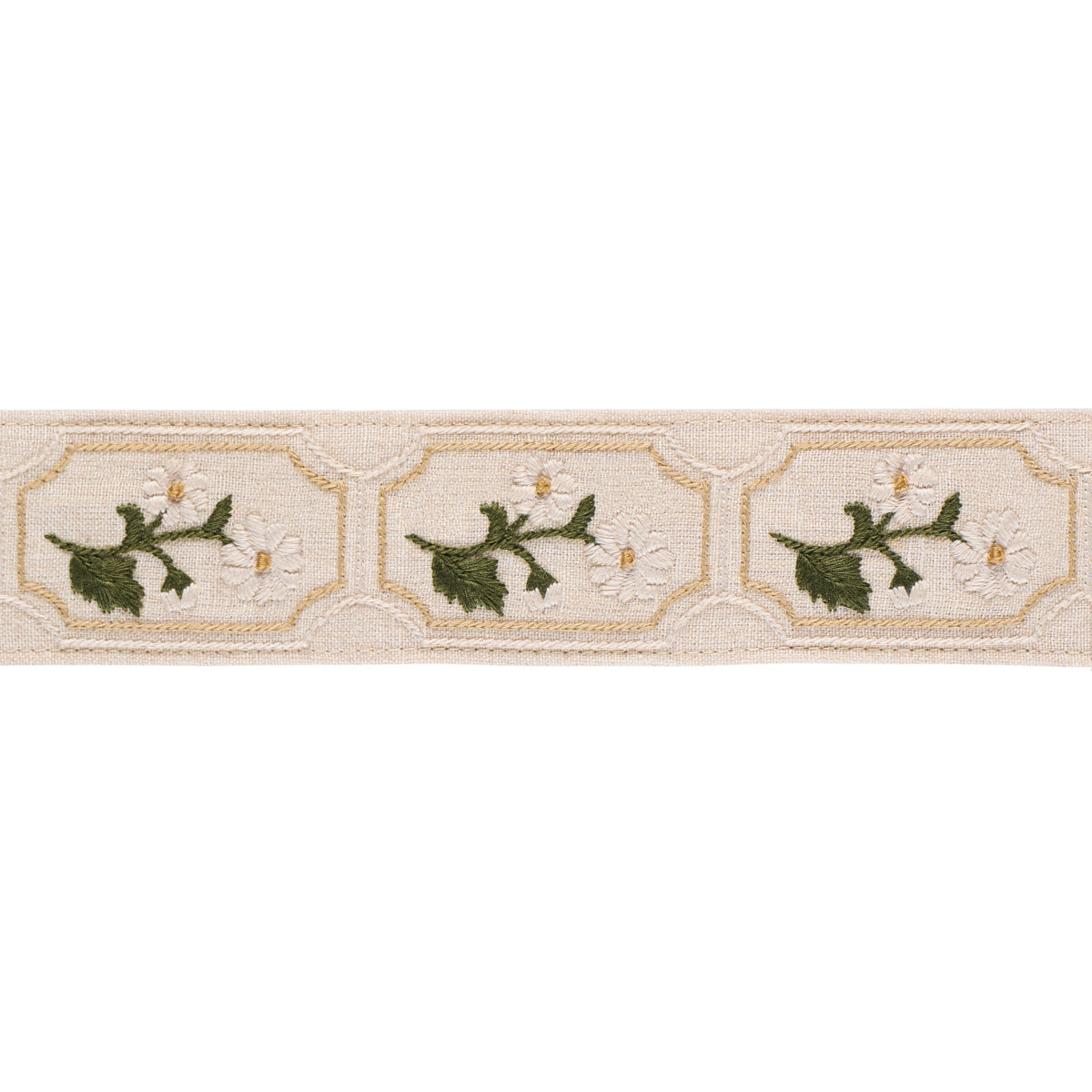 Jolie Hand Embroidered Tape - Neutral - Schumacher 86300 Trim