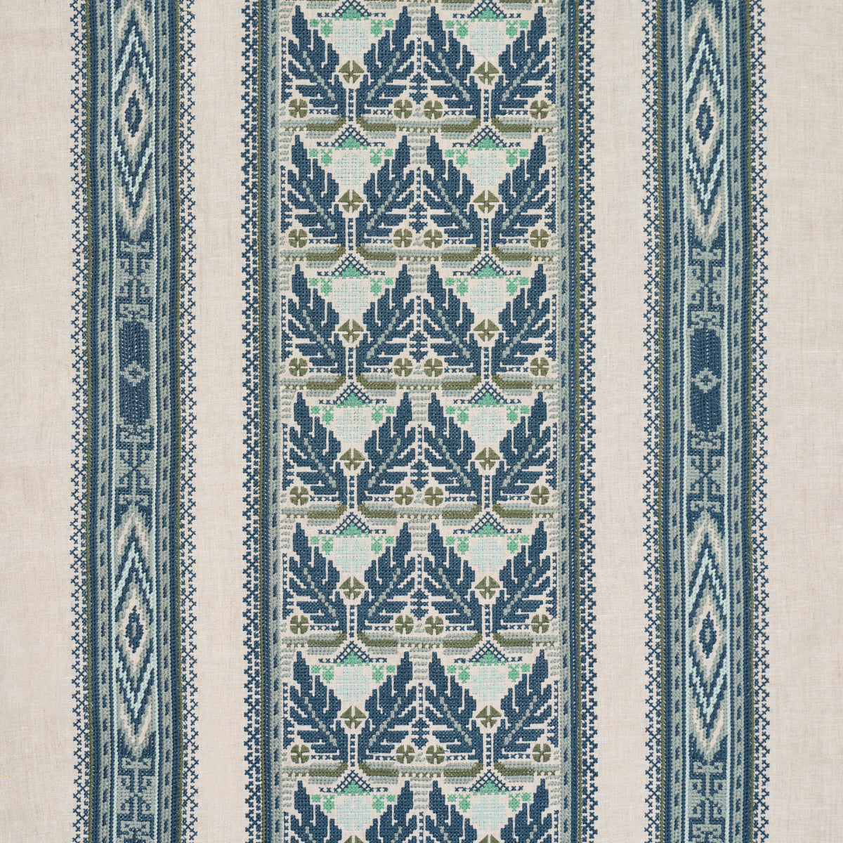 Ayla Embroidery - Ocean - Schumacher 86550 Fabric - Schumacher Fabric