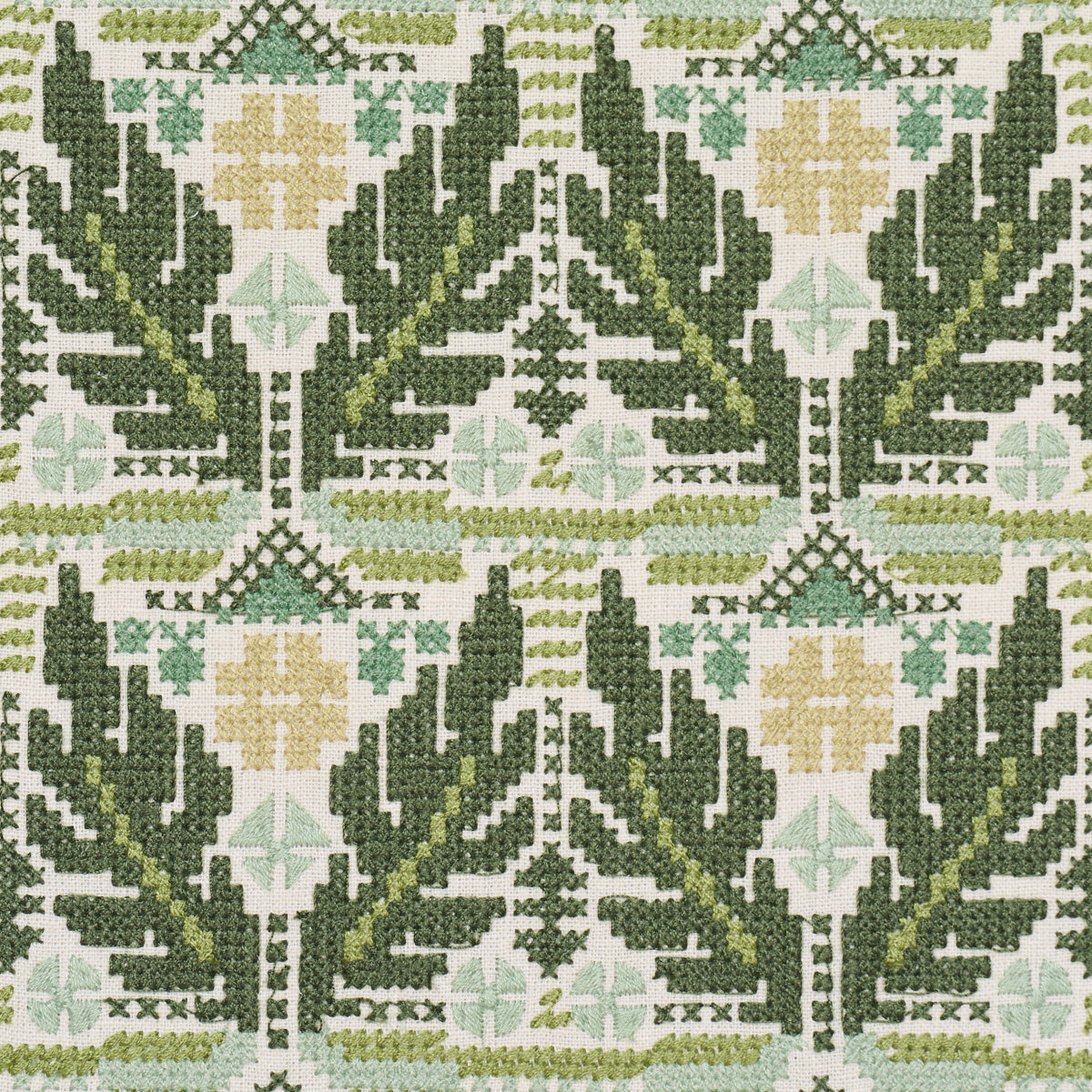AYLA-EMBROIDERY-GREEN-SCHUMACHER-86551 - Schumacher Fabric