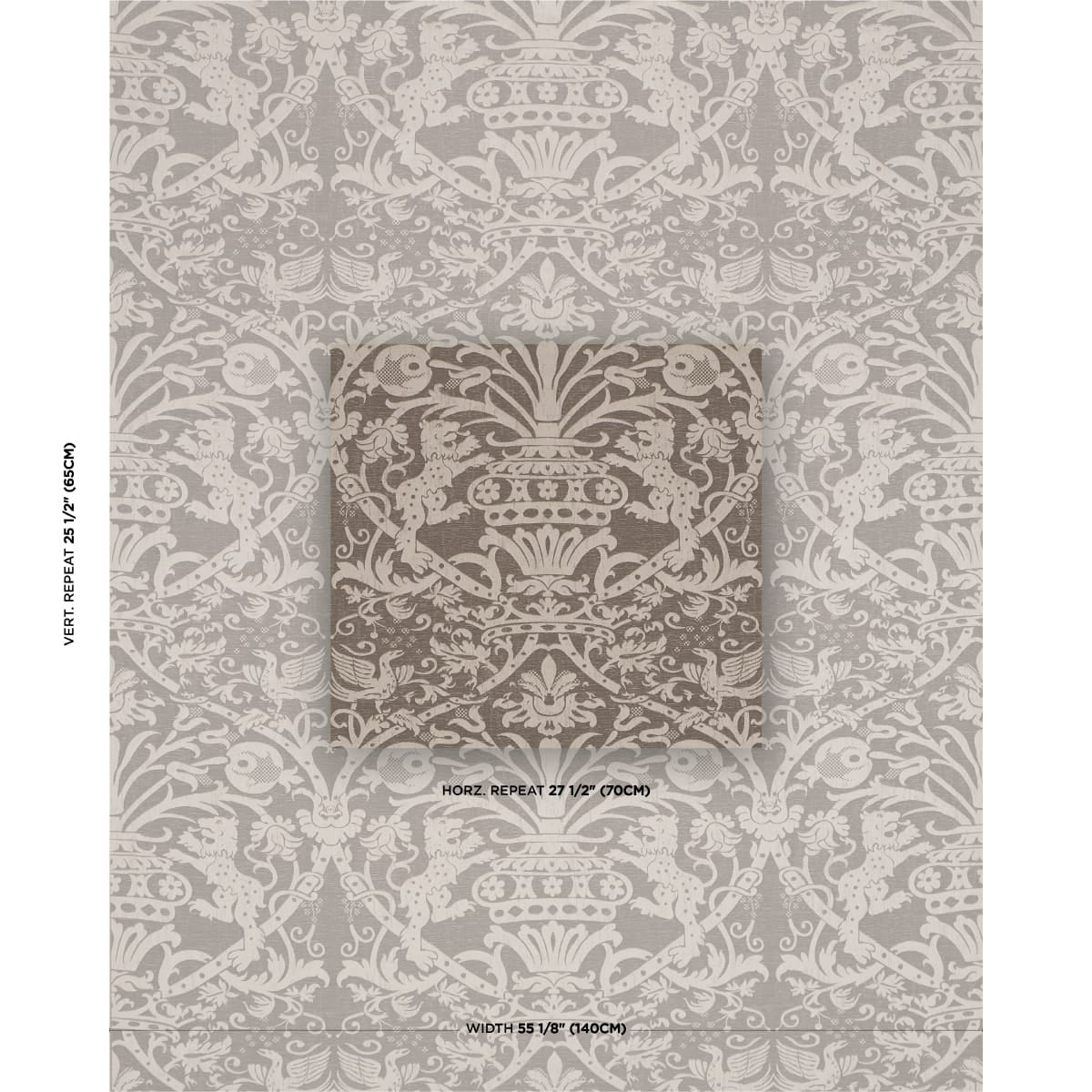 DOUGAL-DAMASK-SMOKE-SCHUMACHER-86590 - Schumacher Tela
