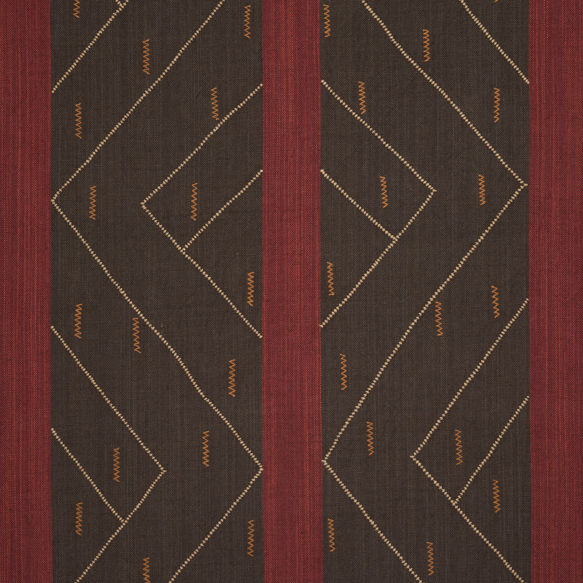 Kapanga Embroidery - Brown - Schumacher 86701 Fabric - Schumacher Fabric