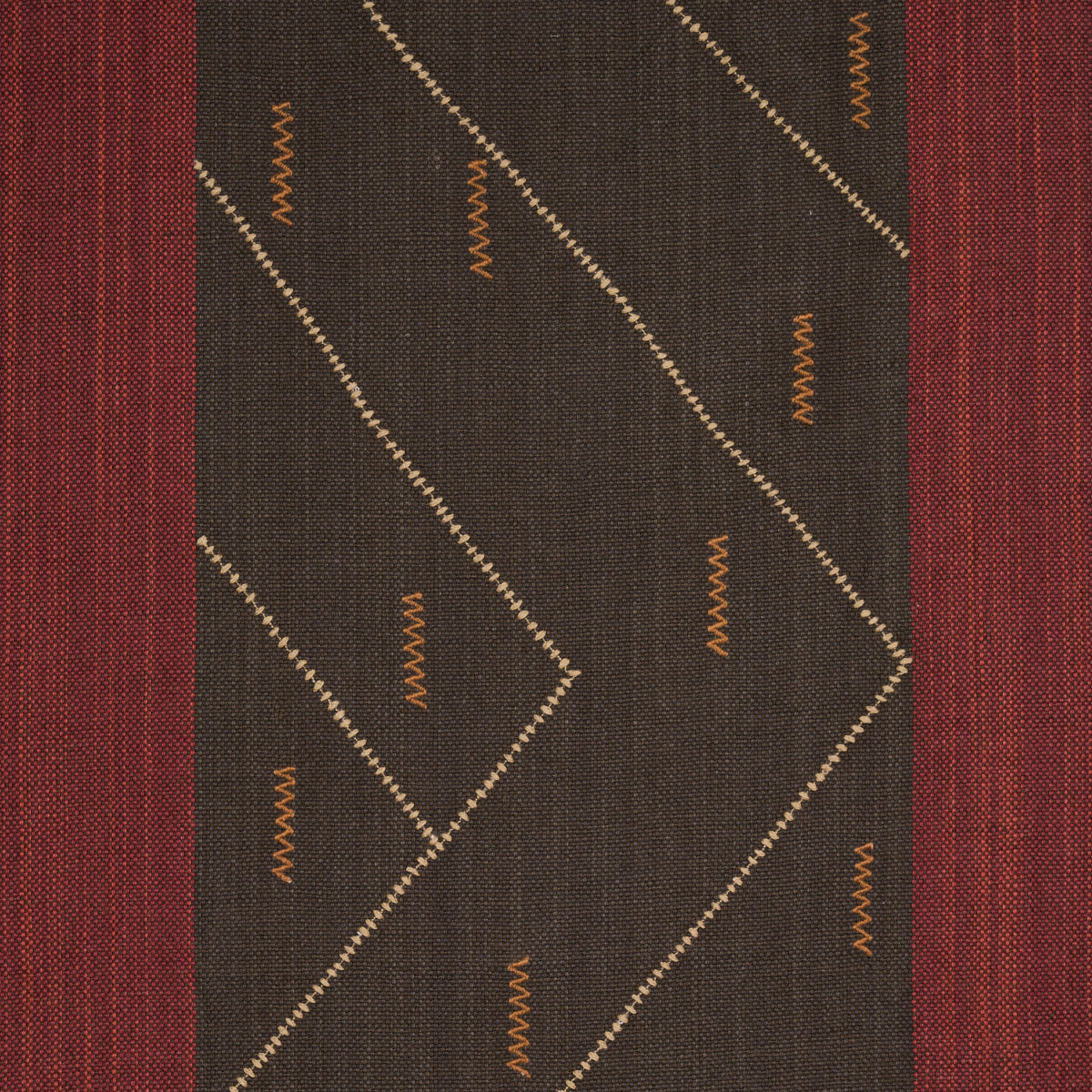 Kapanga Embroidery - Brown - Schumacher 86701 Fabric - Schumacher Fabric