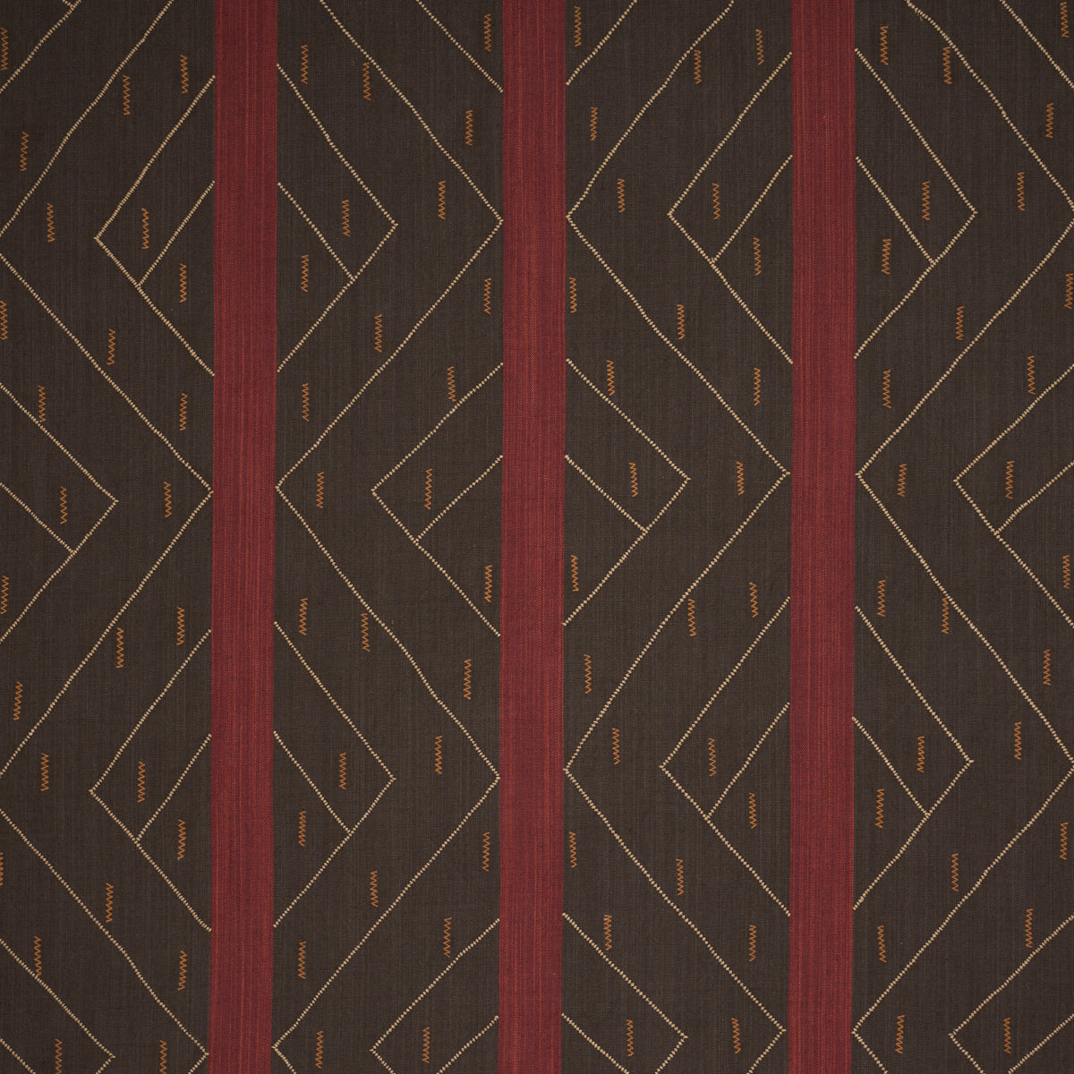 Kapanga Embroidery - Brown - Schumacher 86701 Fabric - Schumacher Fabric