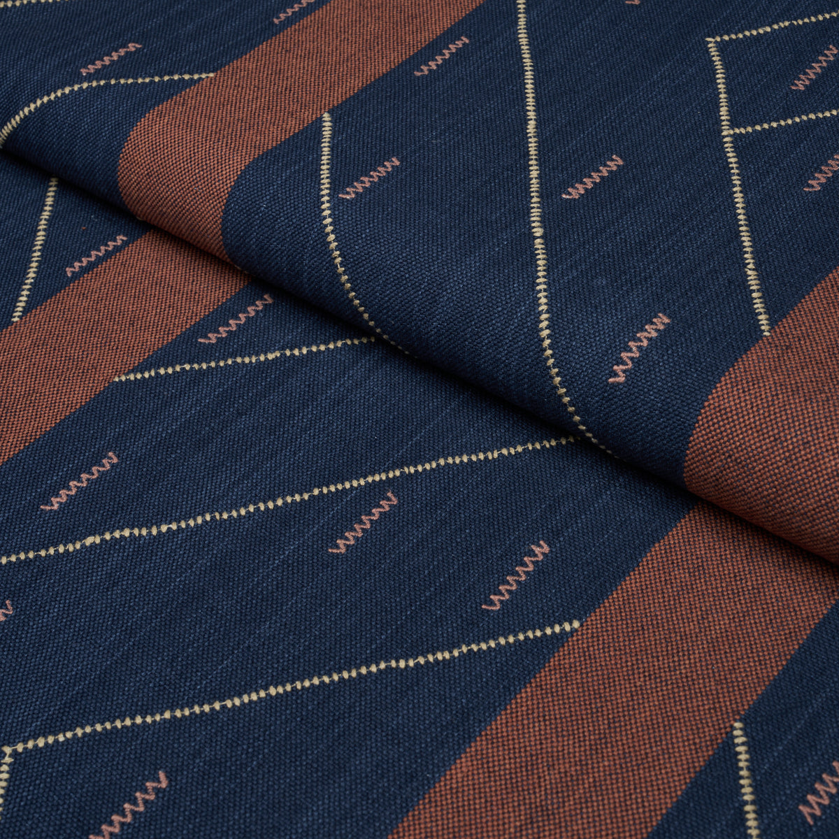 Kapanga Embroidery - Indigo - Schumacher 86702 Fabric - Schumacher Fabric