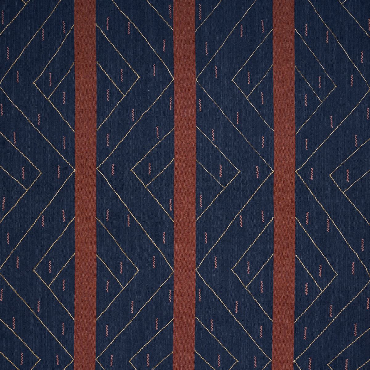 Kapanga Embroidery - Indigo - Schumacher 86702 Fabric - Schumacher Fabric