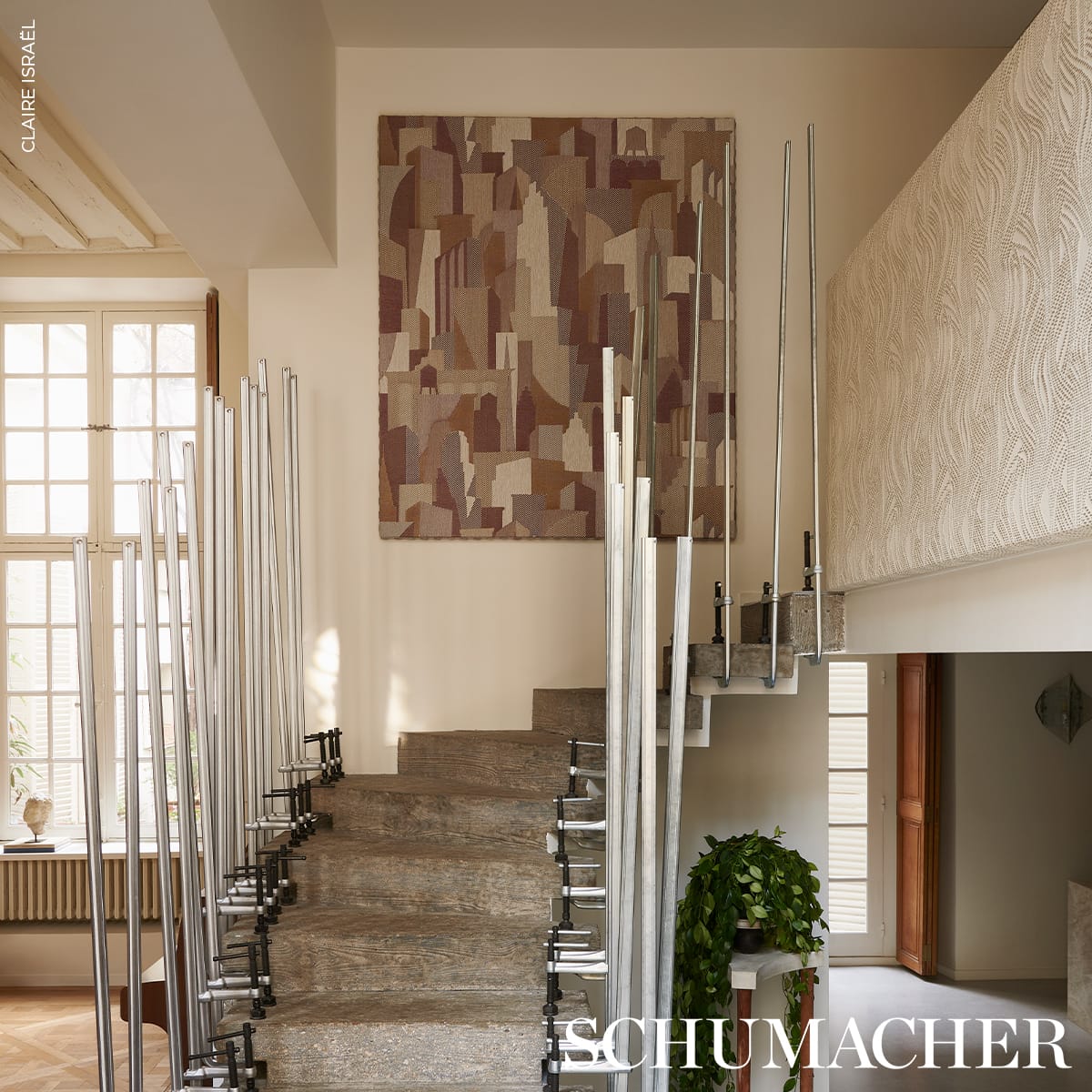 THE-CITYS-SILENT-LINES-INDOOR-OUT-MERLOT-SCHUMACHER-86831 - Schumacher Fabric