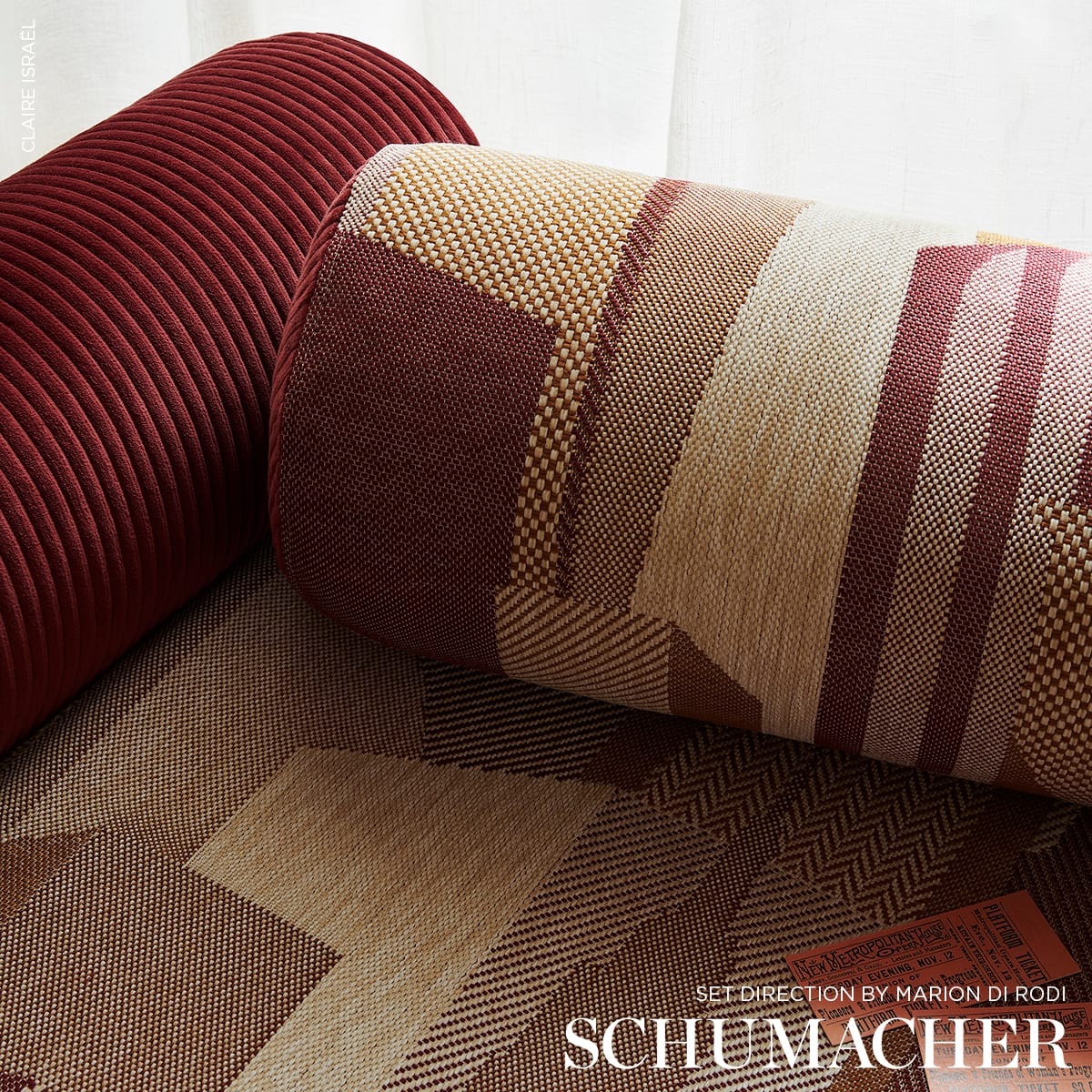 THE-CITYS-SILENT-LINES-INDOOR-OUT-MERLOT-SCHUMACHER-86831 - Schumacher Fabric
