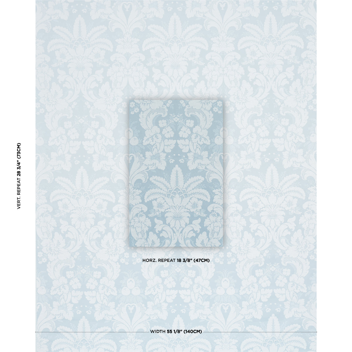 Kennedy Damask - Robin'S Egg - Schumacher 87094 Fabric - Schumacher Fabric