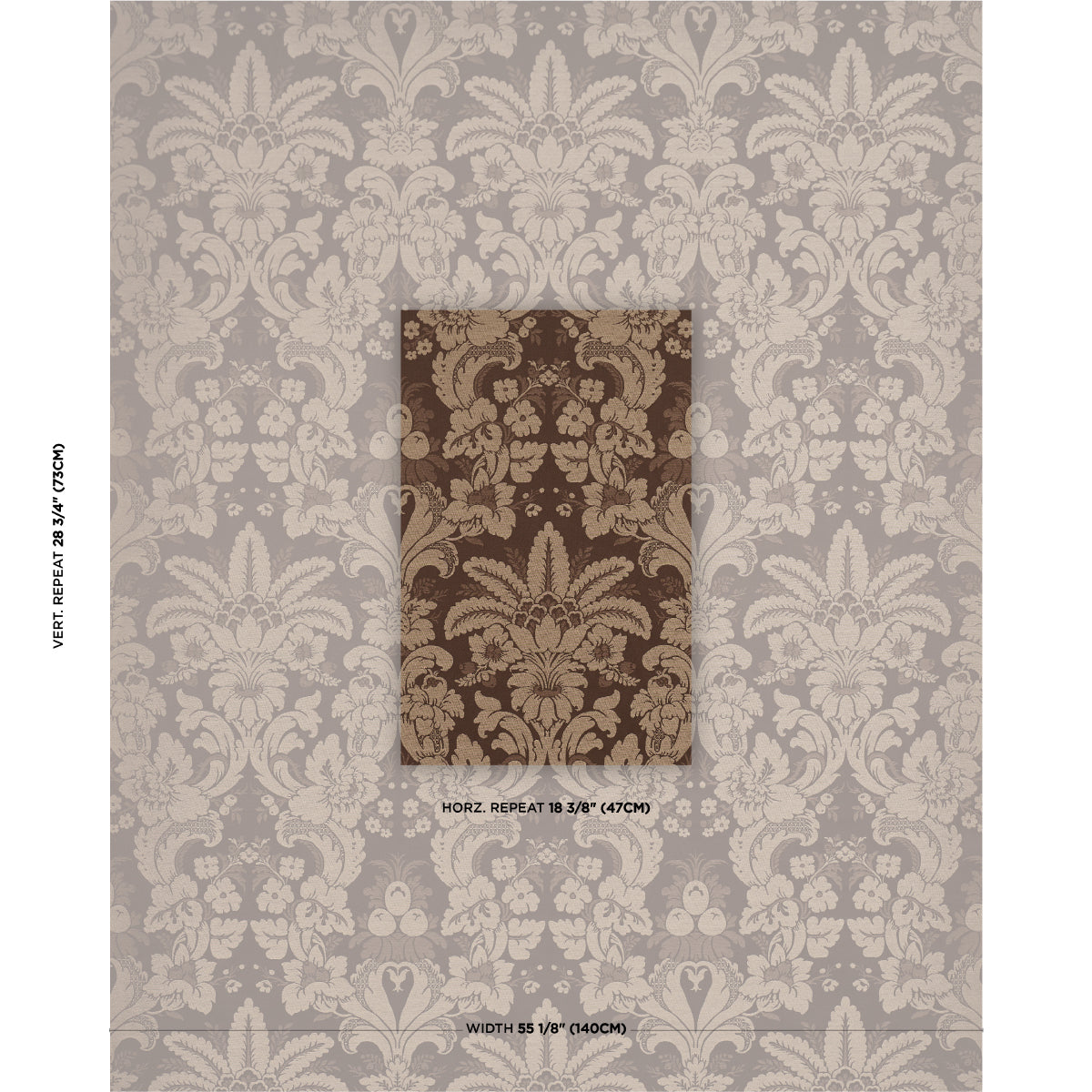 Kennedy Damask - Brown - Schumacher 87095 Fabric - Schumacher Fabric