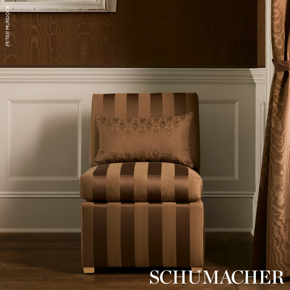 Washington Moiré - Brown - Schumacher 87106 Fabric - Schumacher Fabric
