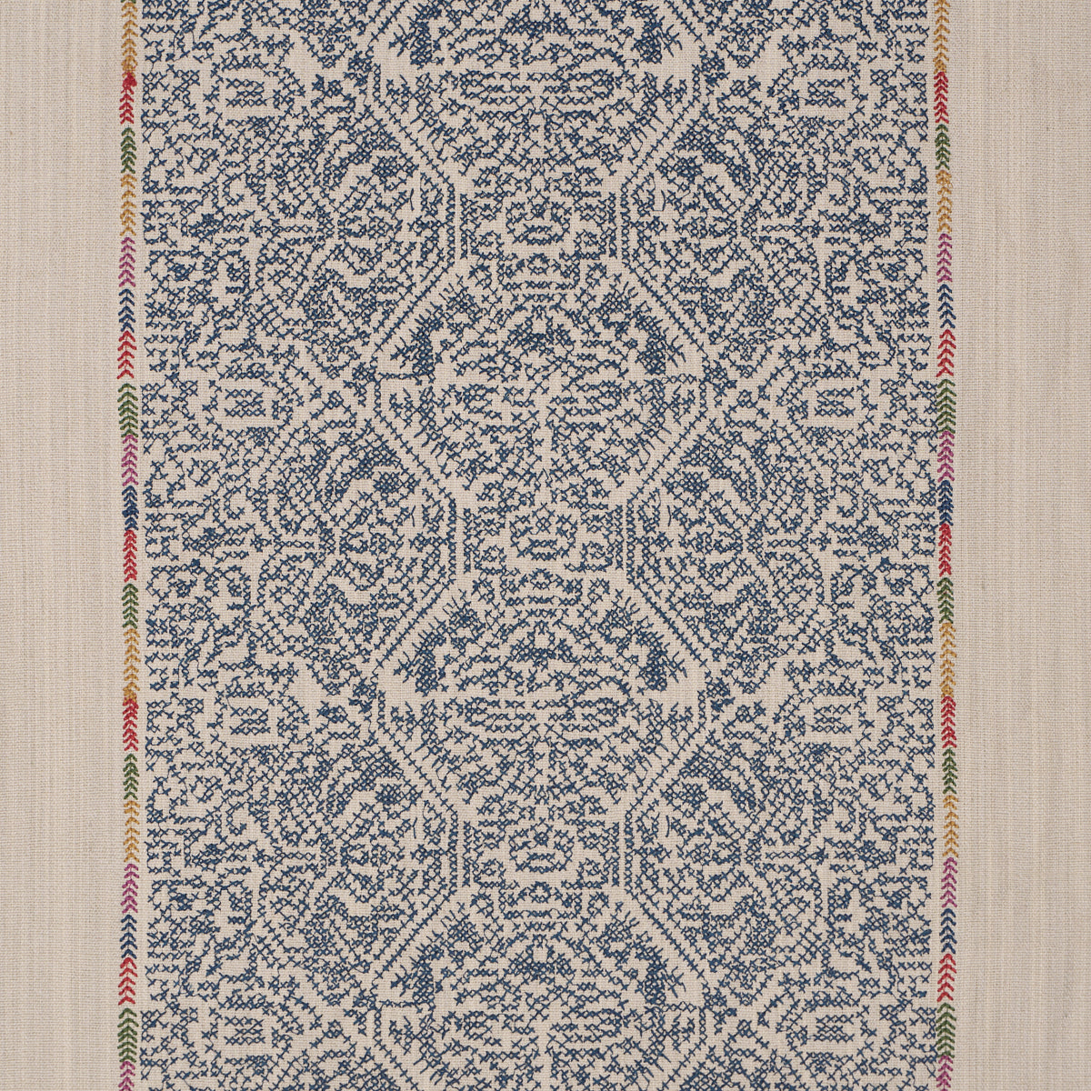 Orion Embroidery - Indigo - Schumacher 87271 Fabric - Schumacher Fabric