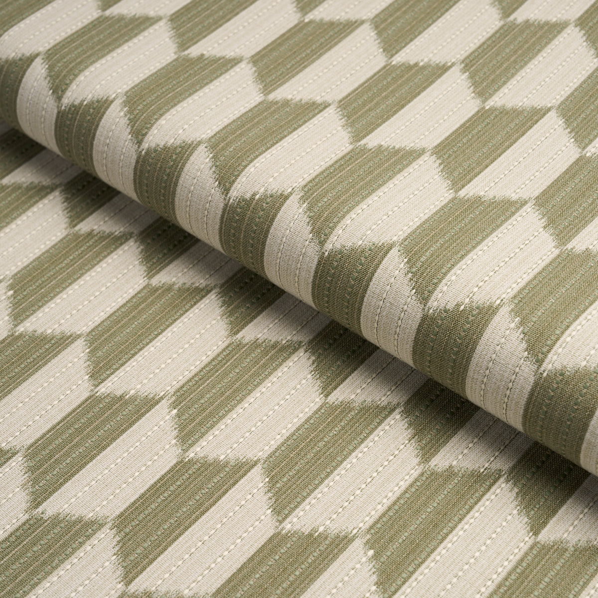 Dena Diamond Ikat Performance - Green - Schumacher 87492 Fabric - Schumacher Fabric