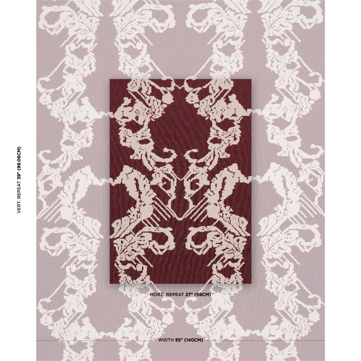 REVERSIBLE-DIGITAL-DAMASK-MERLOT-SCHUMACHER-87551 - Schumacher Fabric