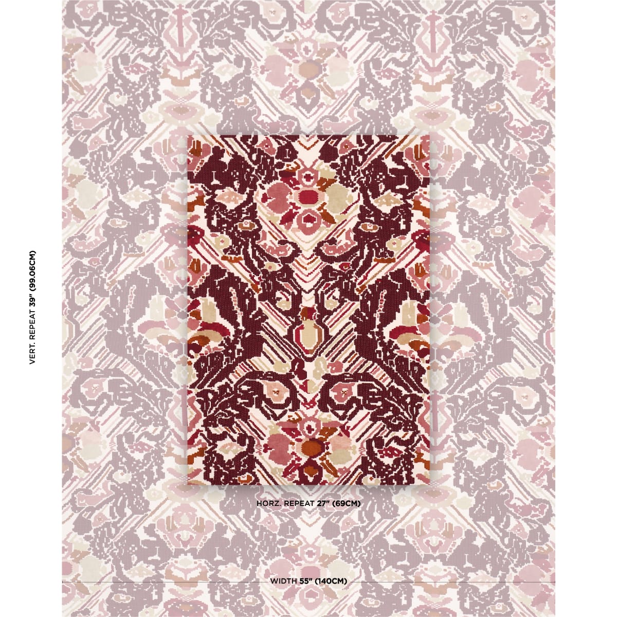 REVERSIBLE-DIGITAL-DAMASK-MERLOT-SCHUMACHER-87551 - Schumacher Fabric
