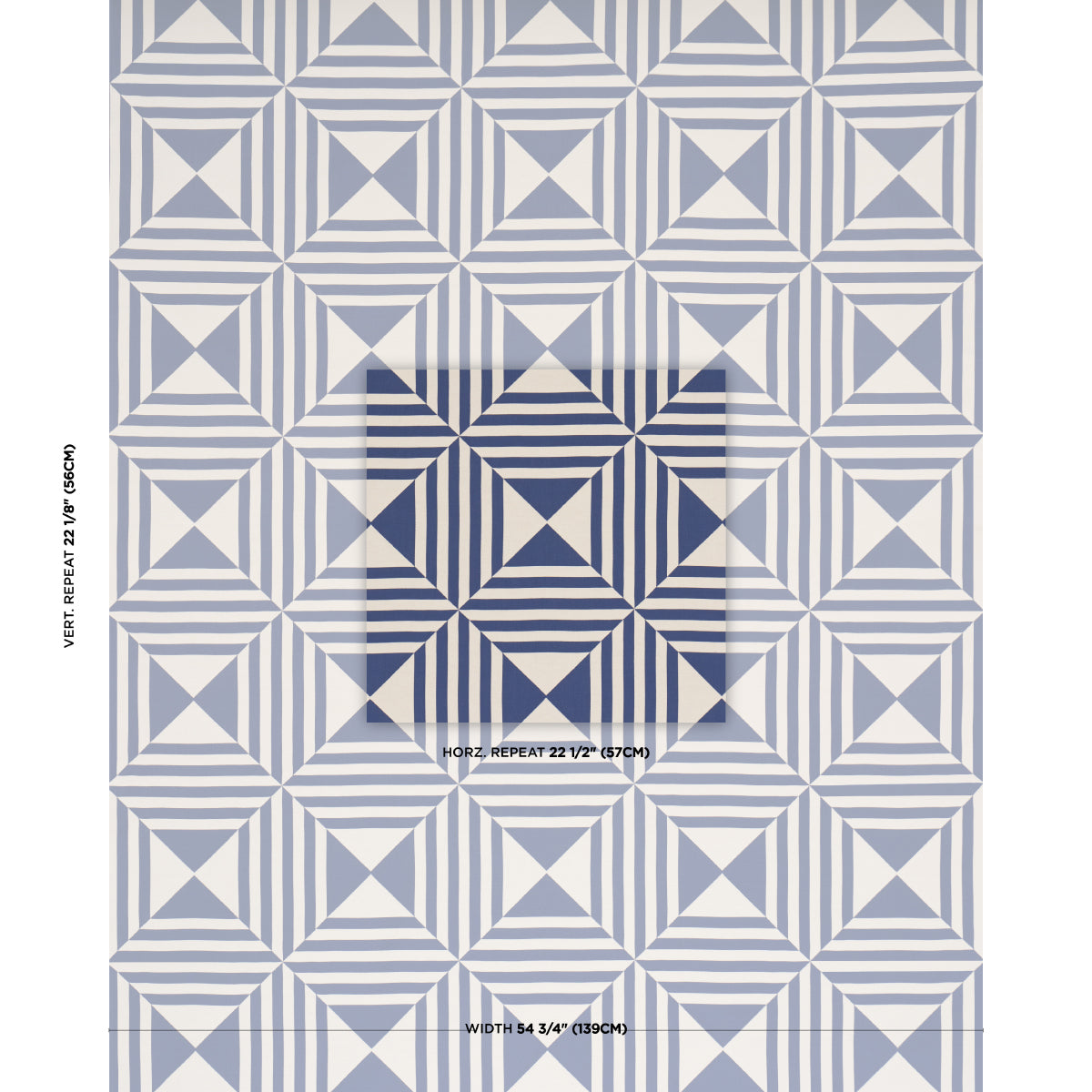 Square In A Square - Navy - Schumacher 87590 Fabric - Schumacher Fabric