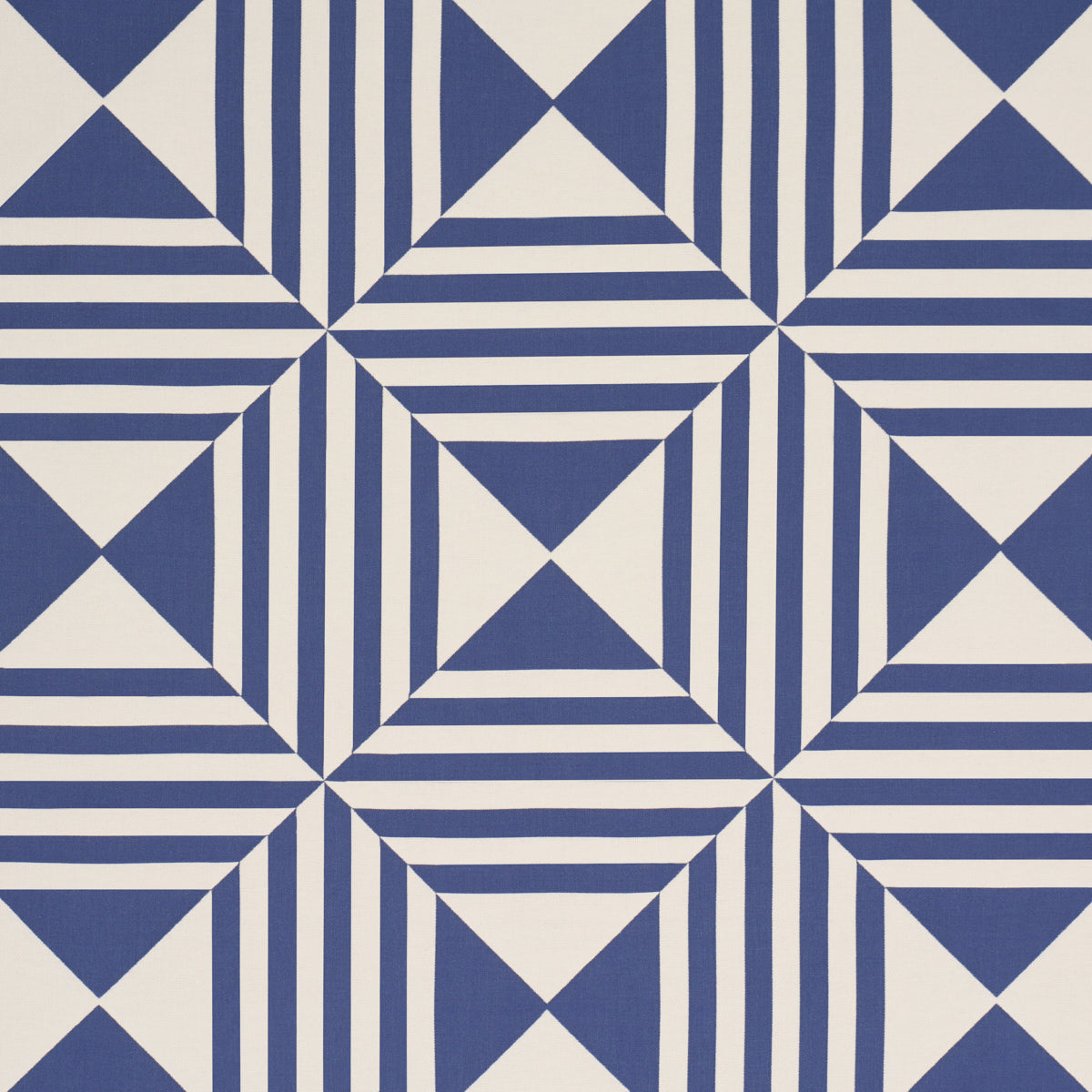 Square In A Square - Navy - Schumacher 87590 Fabric - Schumacher Fabric