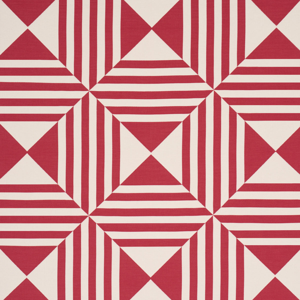 Square In A Square - Red - Schumacher 87591 Fabric - Schumacher Fabric