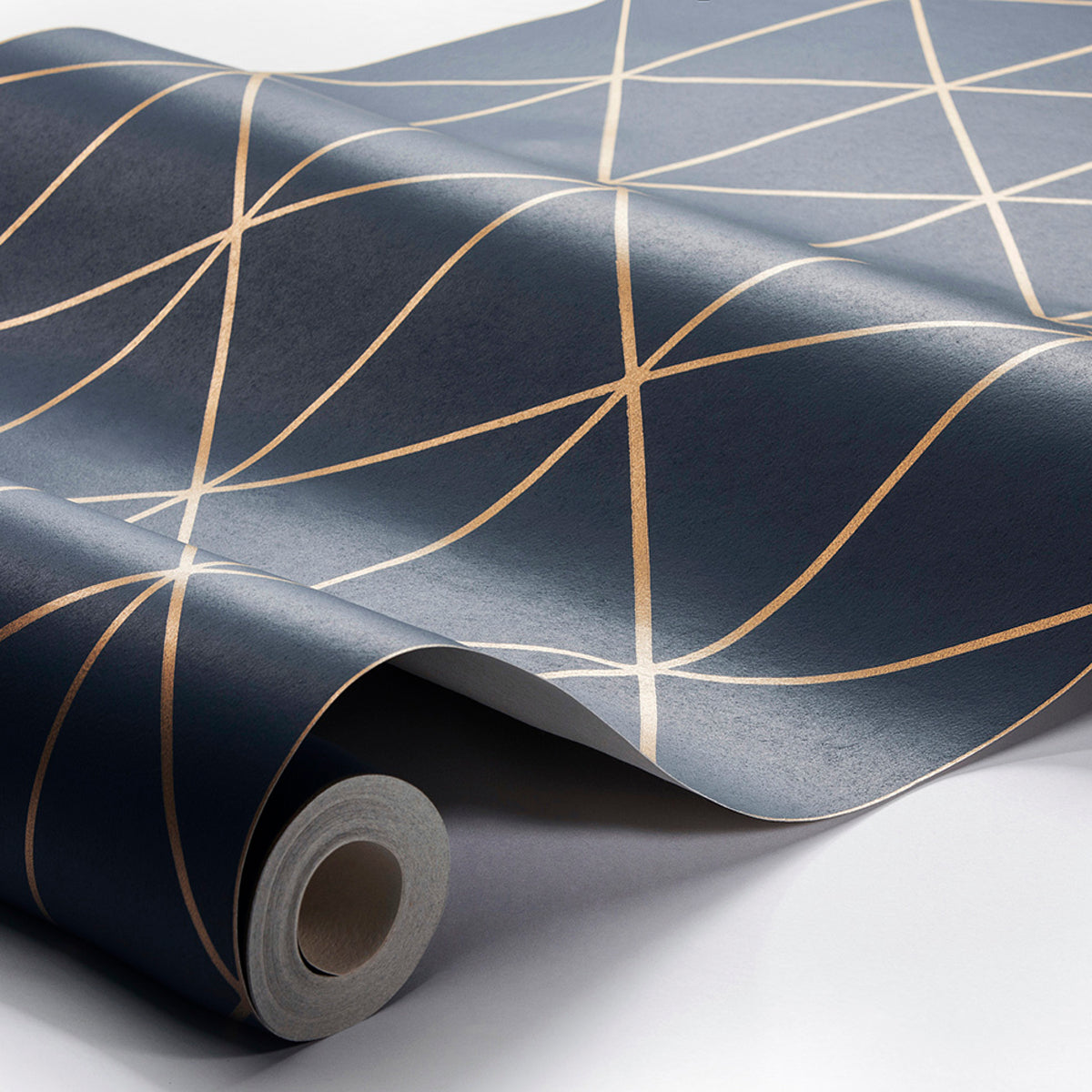 Diamonds - Navy And Gold - Schumacher 8804 Wallpaper - Schumacher Wallpaper