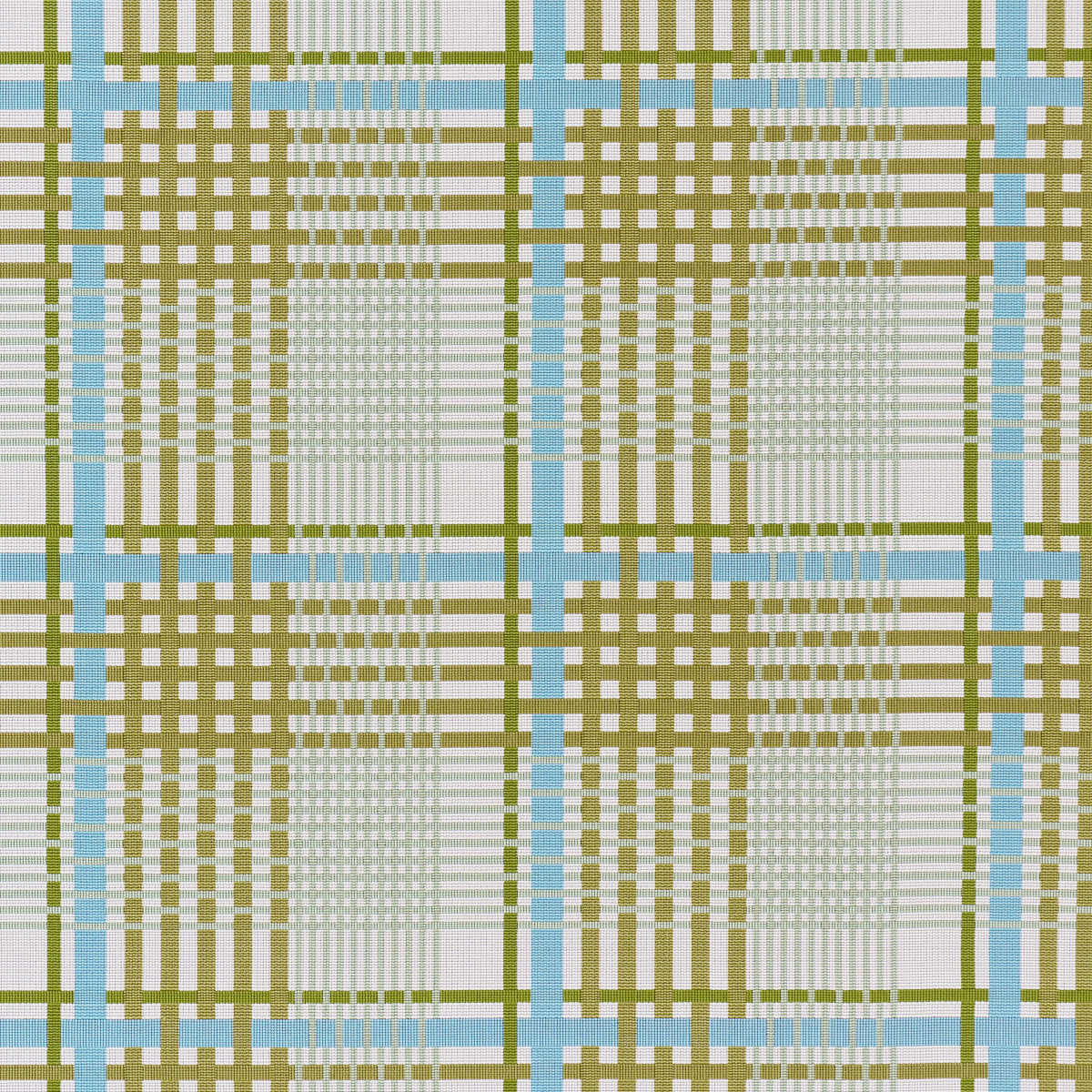 Resonance Plaid Indoor/Outdoor - Verdant Sky - Schumacher 88060 Fabric - Schumacher Fabric