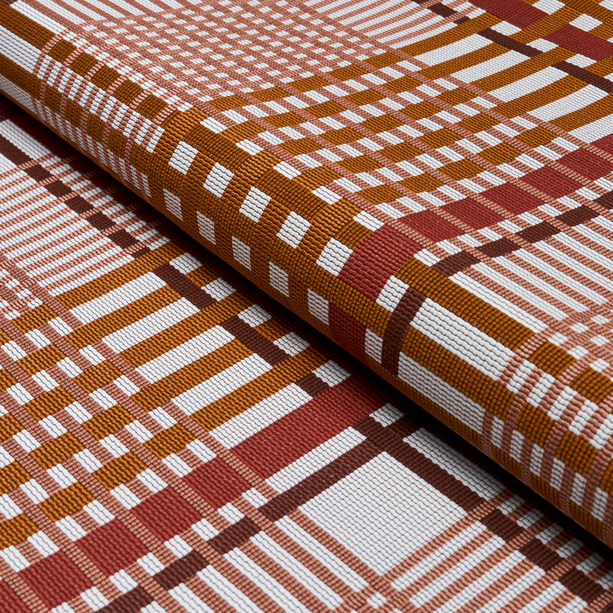 Resonance Plaid Indoor/Outdoor - Terracotta - Schumacher 88062 Fabric