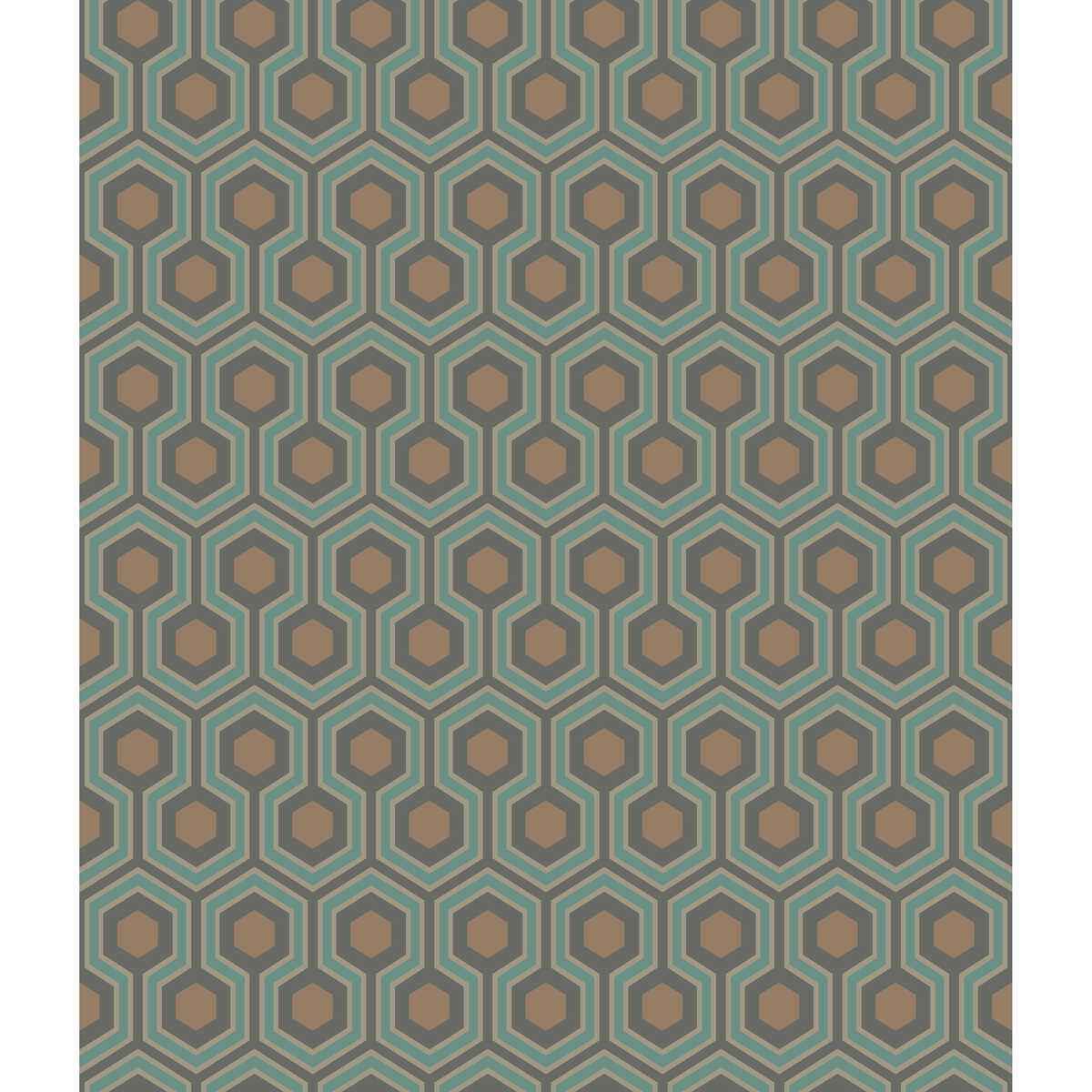 953018cs0 Hicks Hexagon Teal Gold Cole Son Wallpaper - COLE & SON Wallpaper
