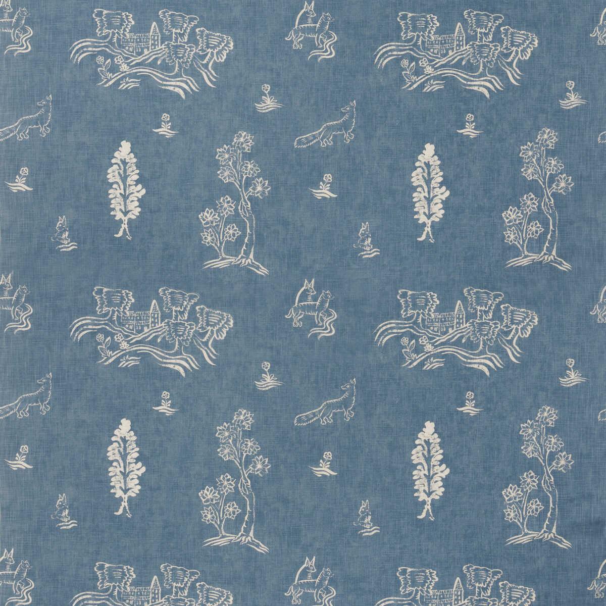 Friendly Folk - Happy Blue - KRAVET COUTURE Fabric
