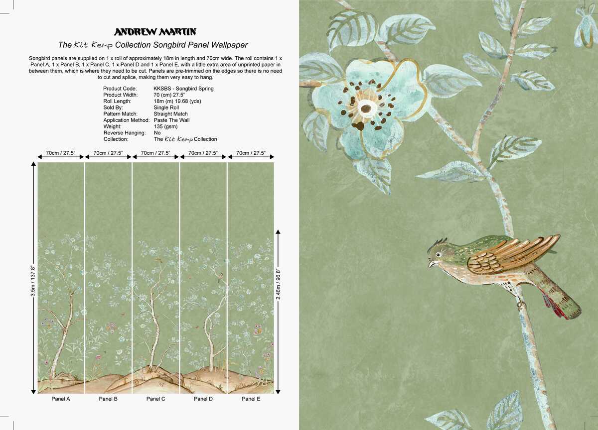 Songbird - Spring - KRAVET COUTURE Wallpaper