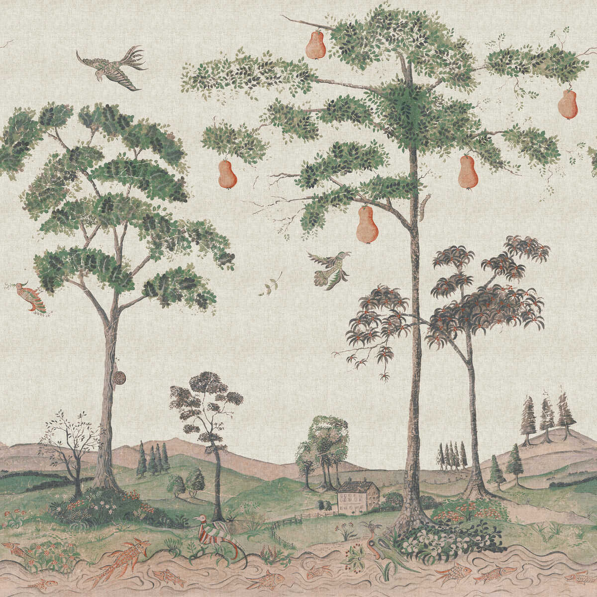 Mythical Land Linen - Flax - KRAVET COUTURE Wallpaper