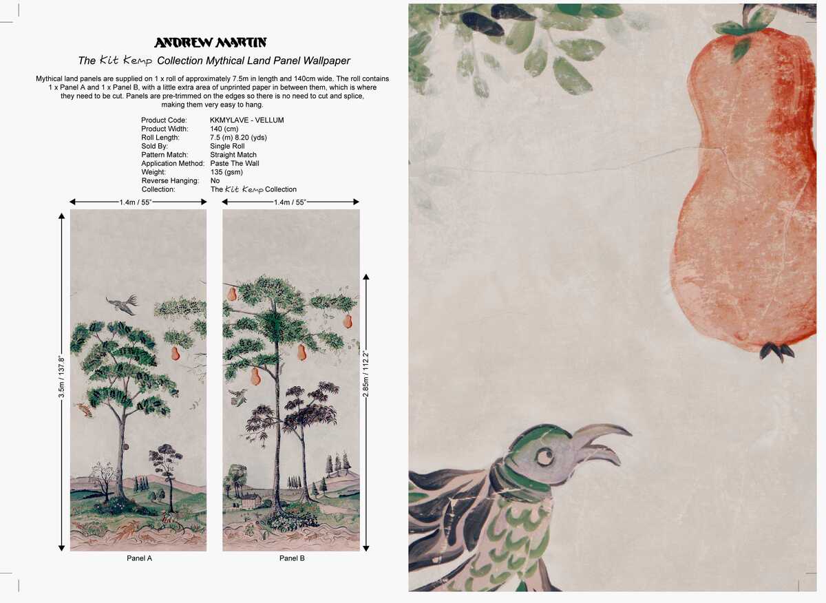 Mythical Land - Vellum - KRAVET COUTURE Wallpaper