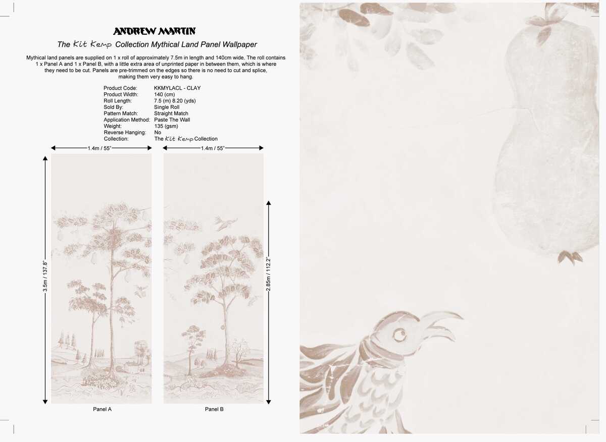Mythical Land - Clay - KRAVET COUTURE Wallpaper