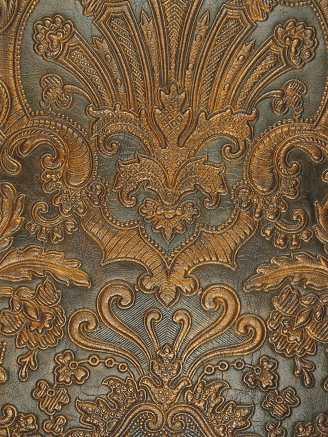 Cuir Colbert - Bleu/Gold - Scalamandre Fabric