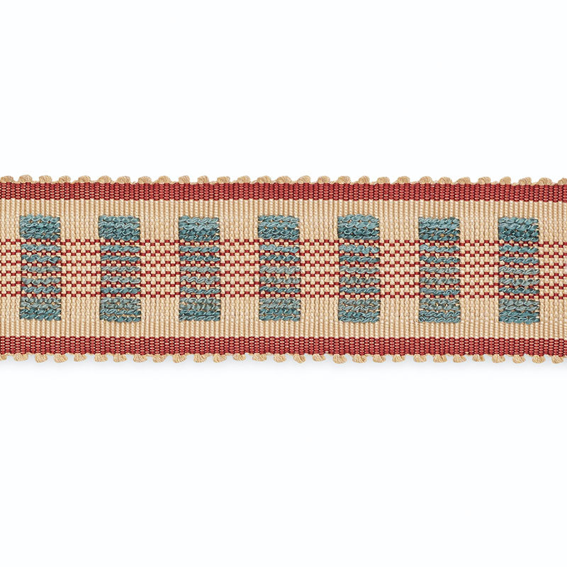 LUCINDA-BRAID-7-8-ECRU-DELFT-GARNET-SCHUMACHER-B220-5 - Schumacher Trim